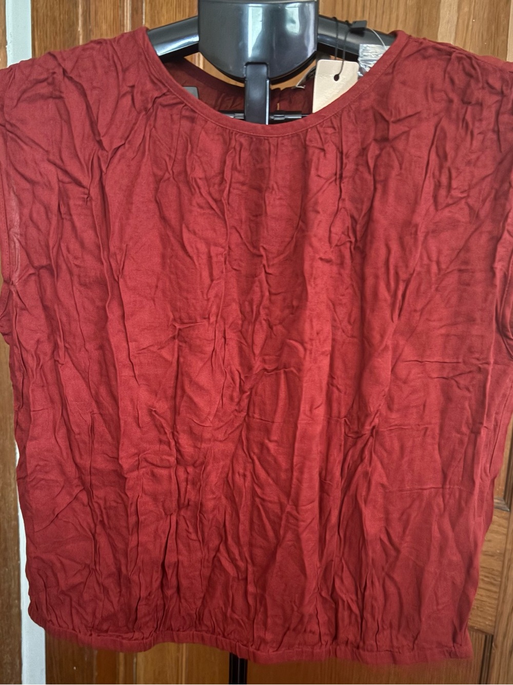 Les Serein Kirie Banded Top Medium Burgundy Short Sleeve NWT Stitch Fix